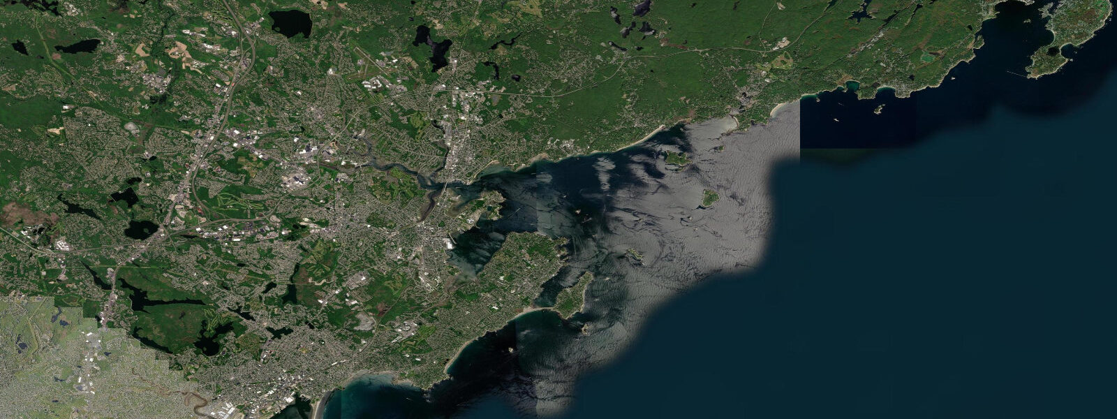 Satellite view of the coast near Marblehead