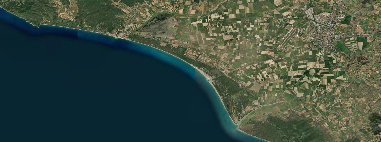 Satellite view of the coast near Marina di Grosseto