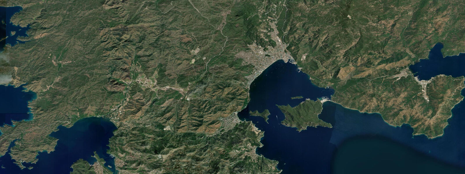 Satellite view of the coast near Marmaris, Muğla
