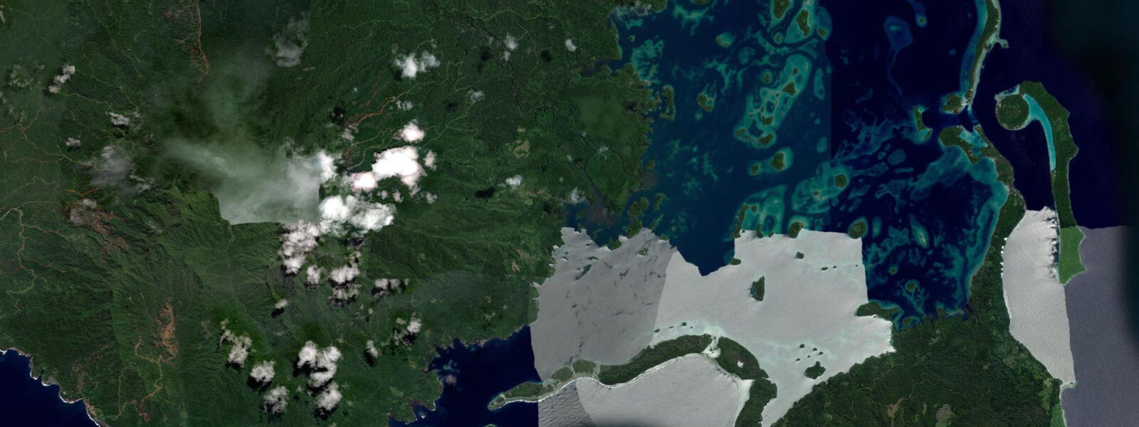 Satellite view of the coast near Marovo Lagoon