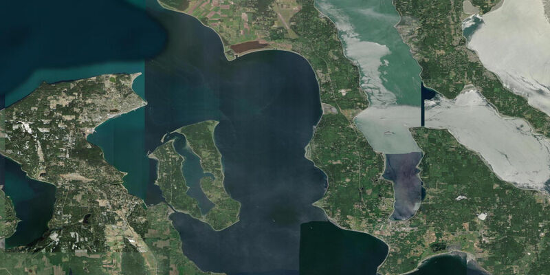 Satellite view of the coast near Marrowstone Point