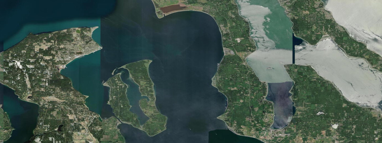 Satellite view of the coast near Marrowstone Point