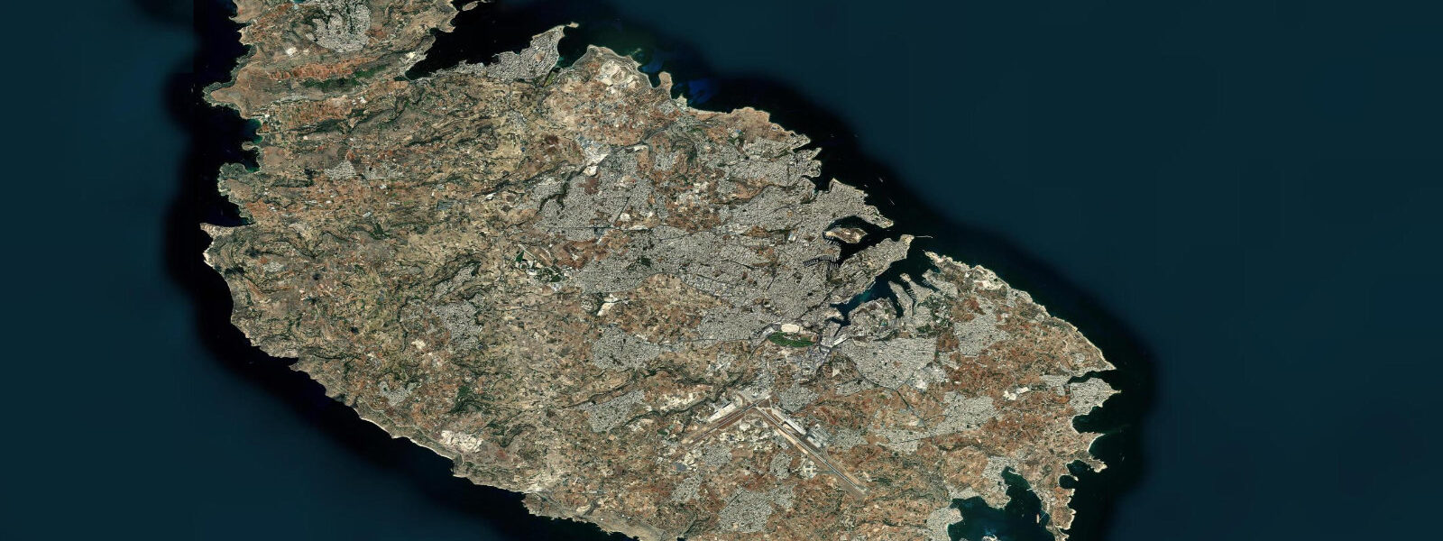 Satellite view of the coast near Marsaxlokk, Southern Harbour District