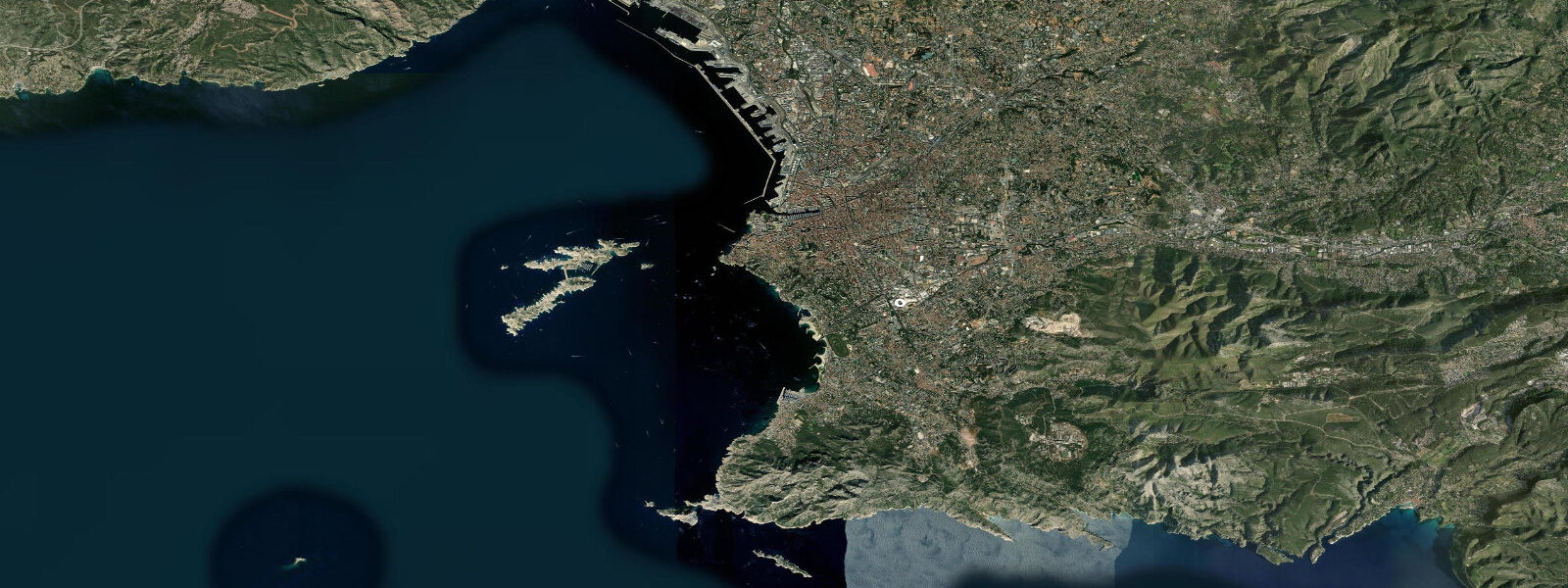 Satellite view of the coast near Marseille, Provence