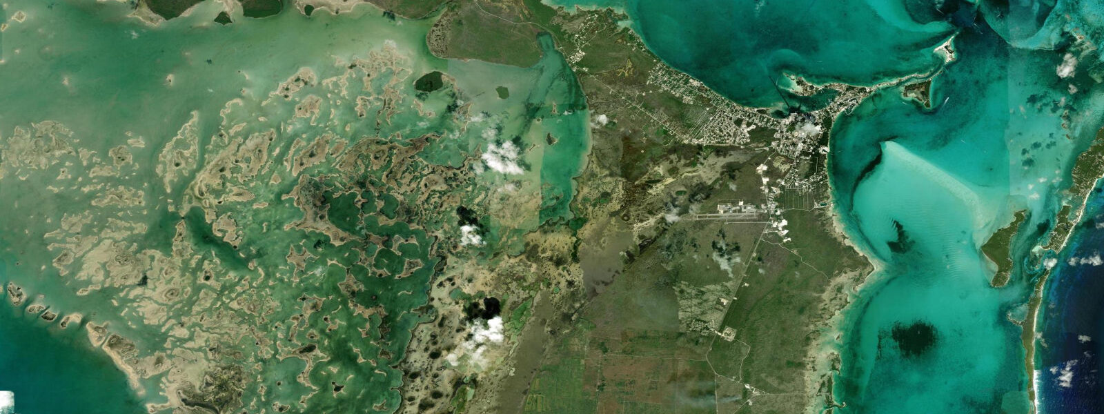 Satellite view of the coast near Marsh Harbour