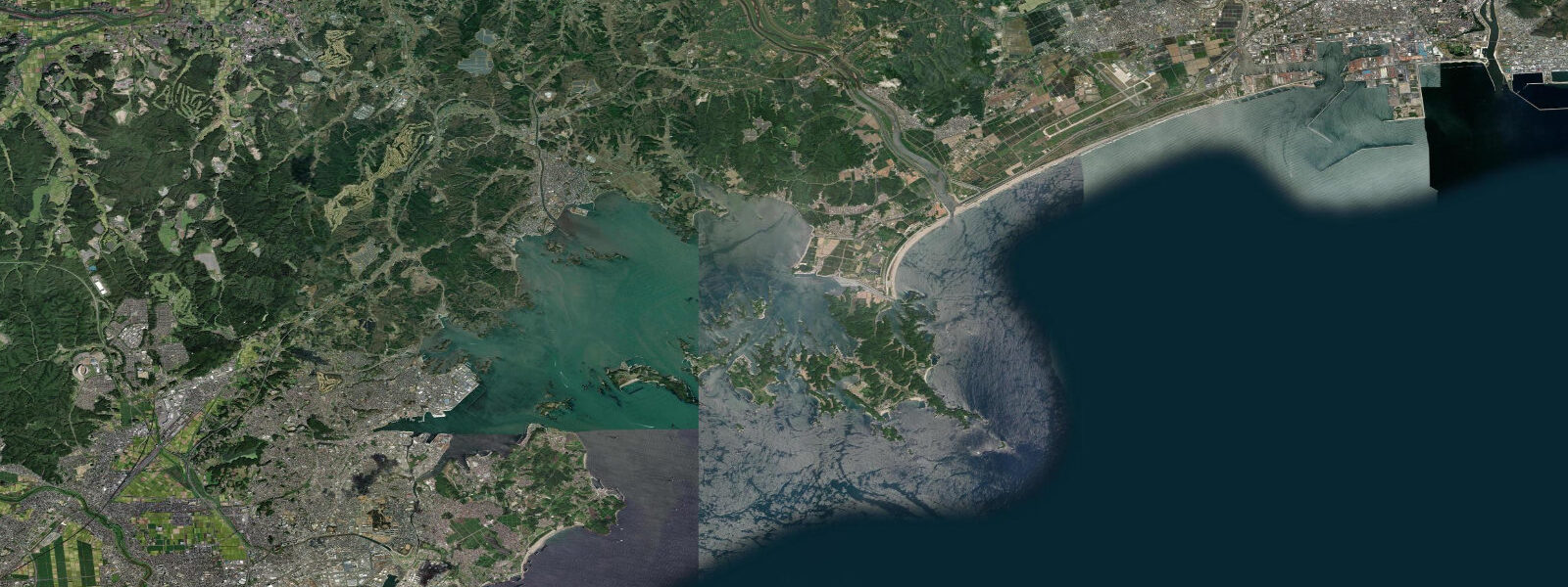 Satellite view of the coast near Matsushima