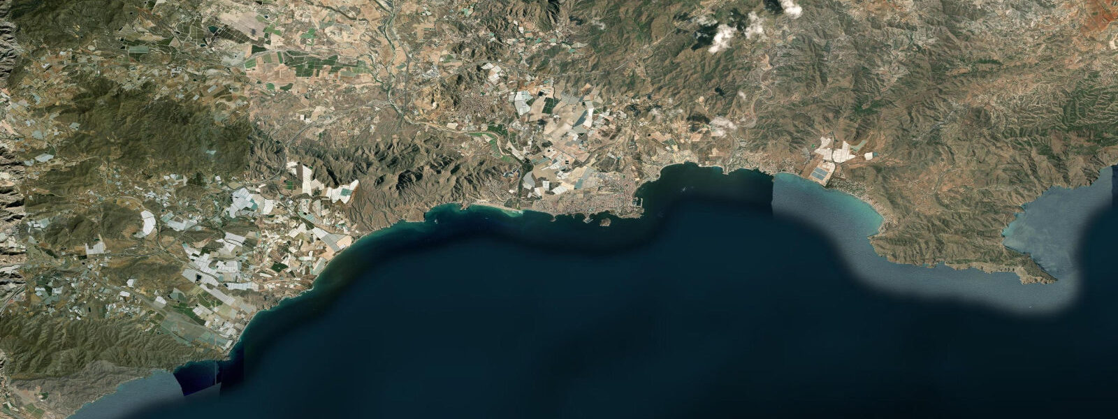 Satellite view of the coast near Puerto de Mazarrón