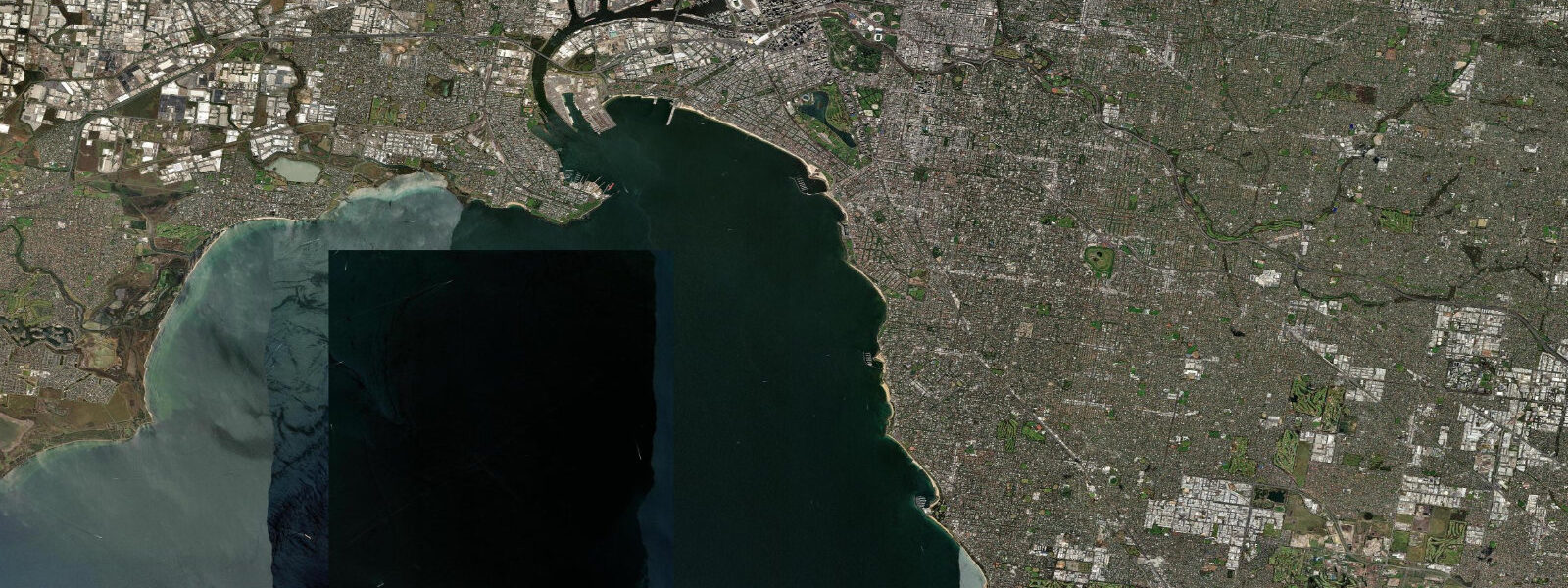 Satellite view of the coast near Melbourne