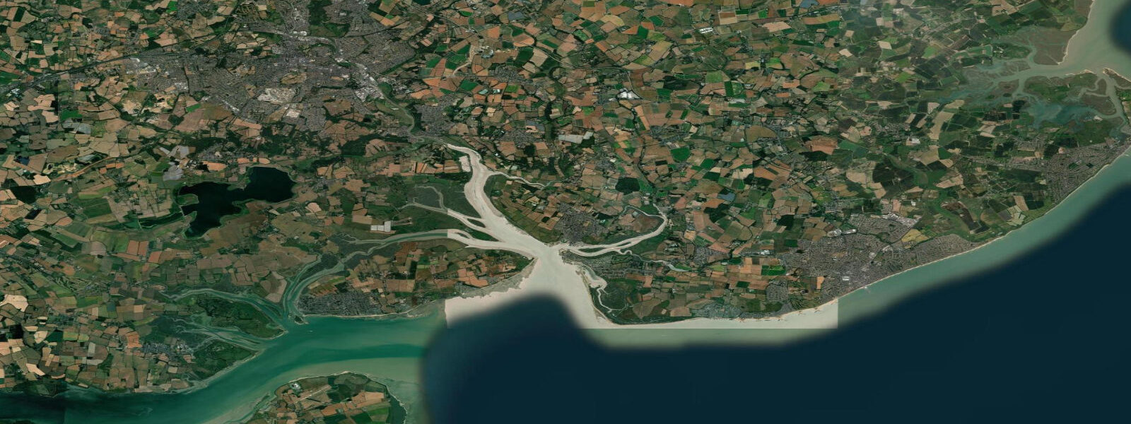Satellite view of the coast near Mersea Island