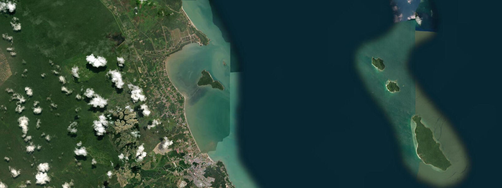 Satellite view of the coast near Mersing, Malaysia
