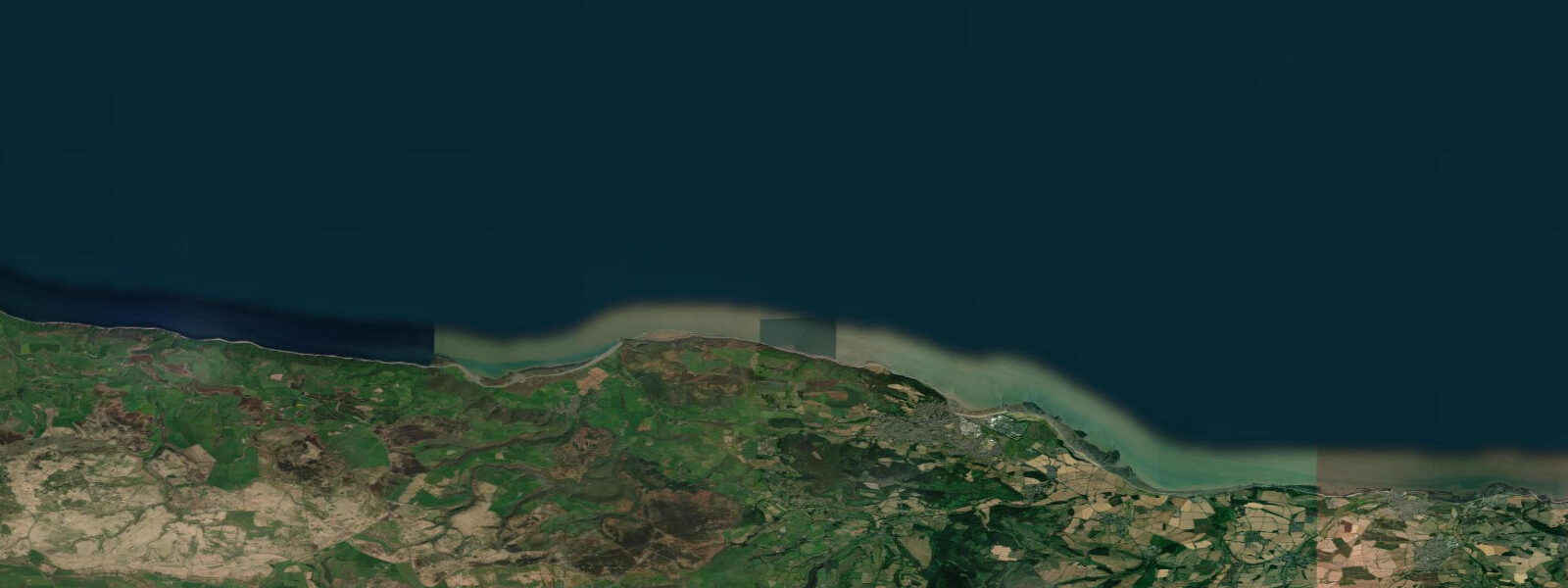 Satellite view of the coast near Minehead