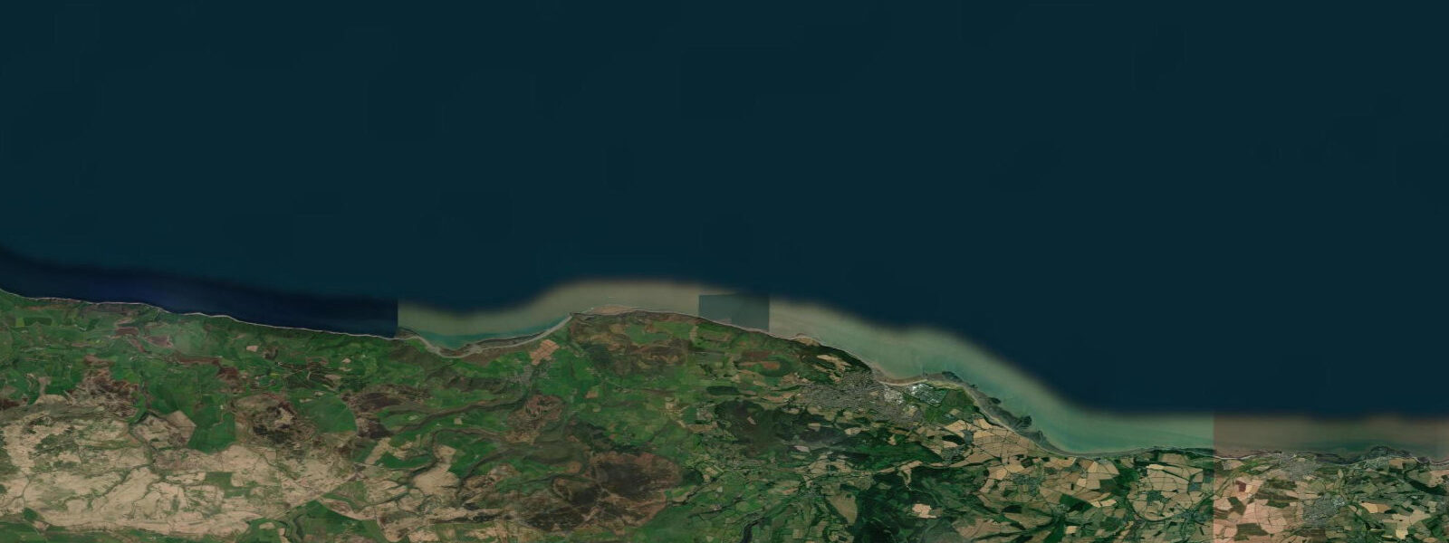 Satellite view of the coast near Minehead