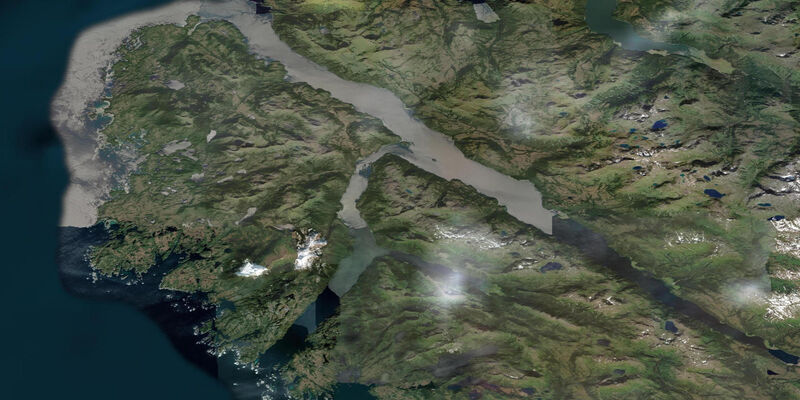 Satellite view of the coast near Miner Island