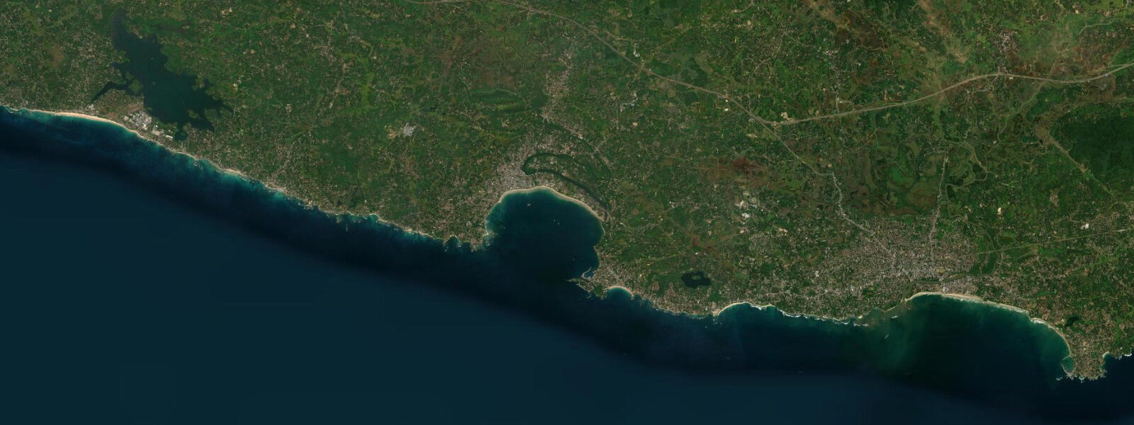 Satellite view of the coast near Mirissa, Sri Lanka