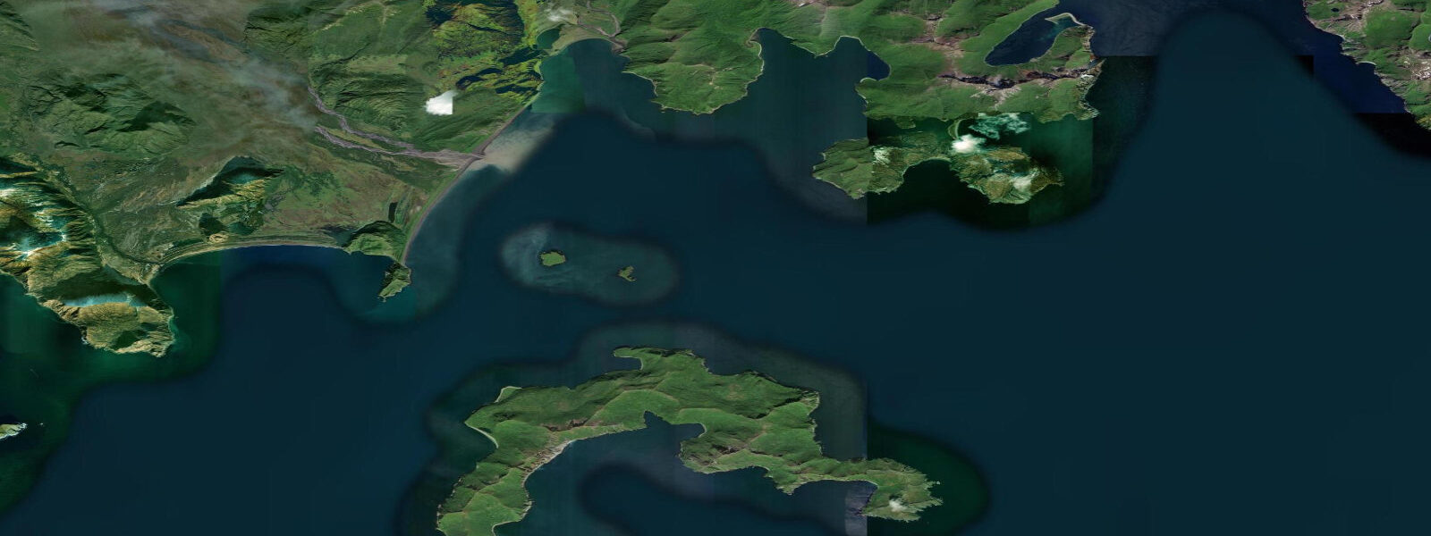 Satellite view of the coast near Mitrofania Island