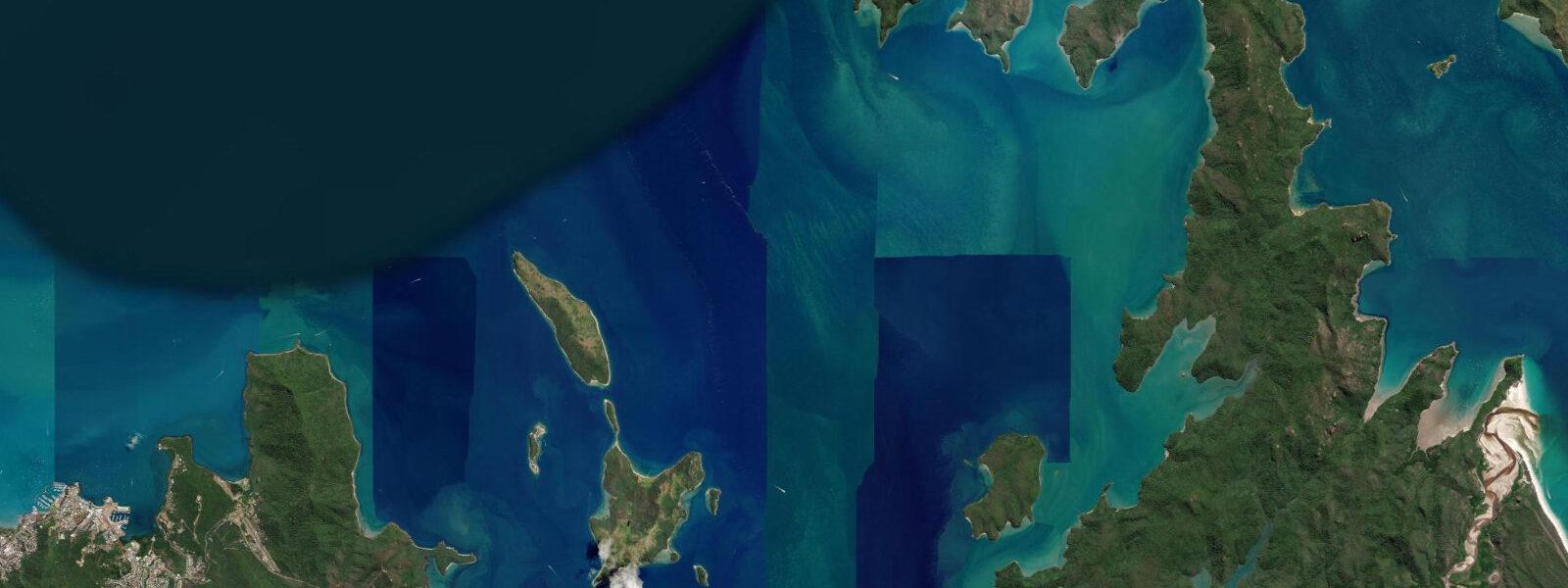 Satellite view of the coast near Molle Island