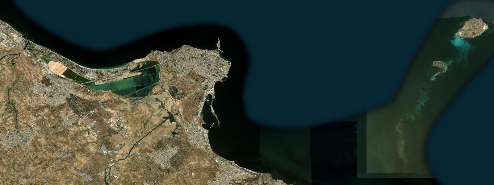 Satellite view of the coast near Monastir, Sousse Governorate