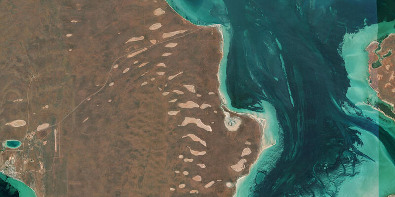 Satellite view of the coast near Monkey Mia