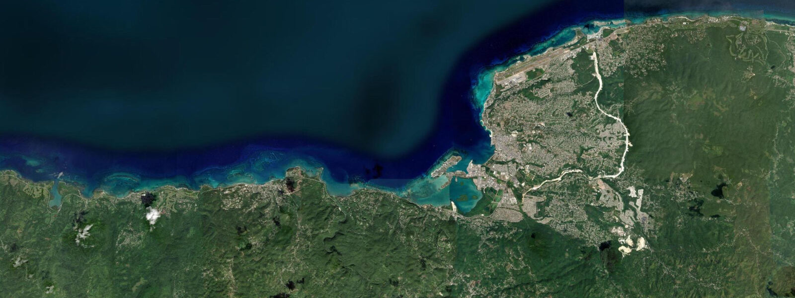 Satellite view of the coast near Montego Bay