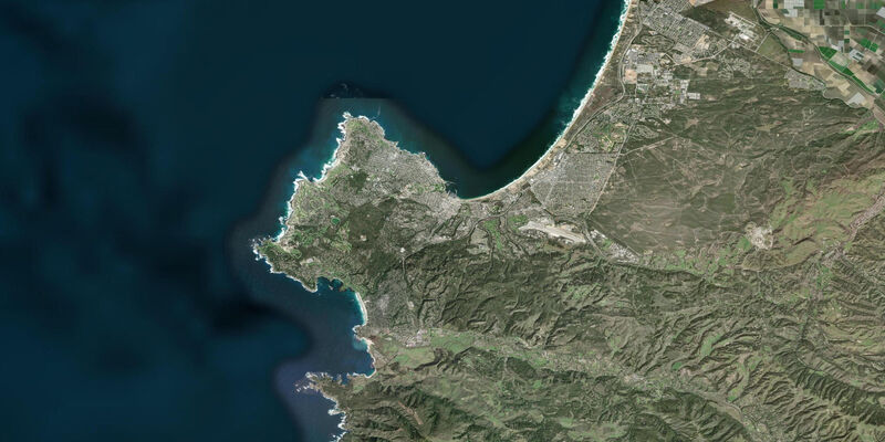 Satellite view of the coast near Monterey, CA