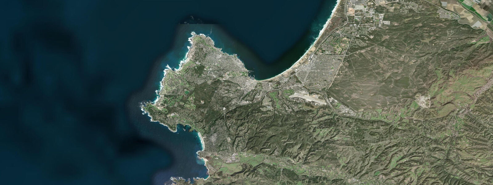 Satellite view of the coast near Monterey, CA