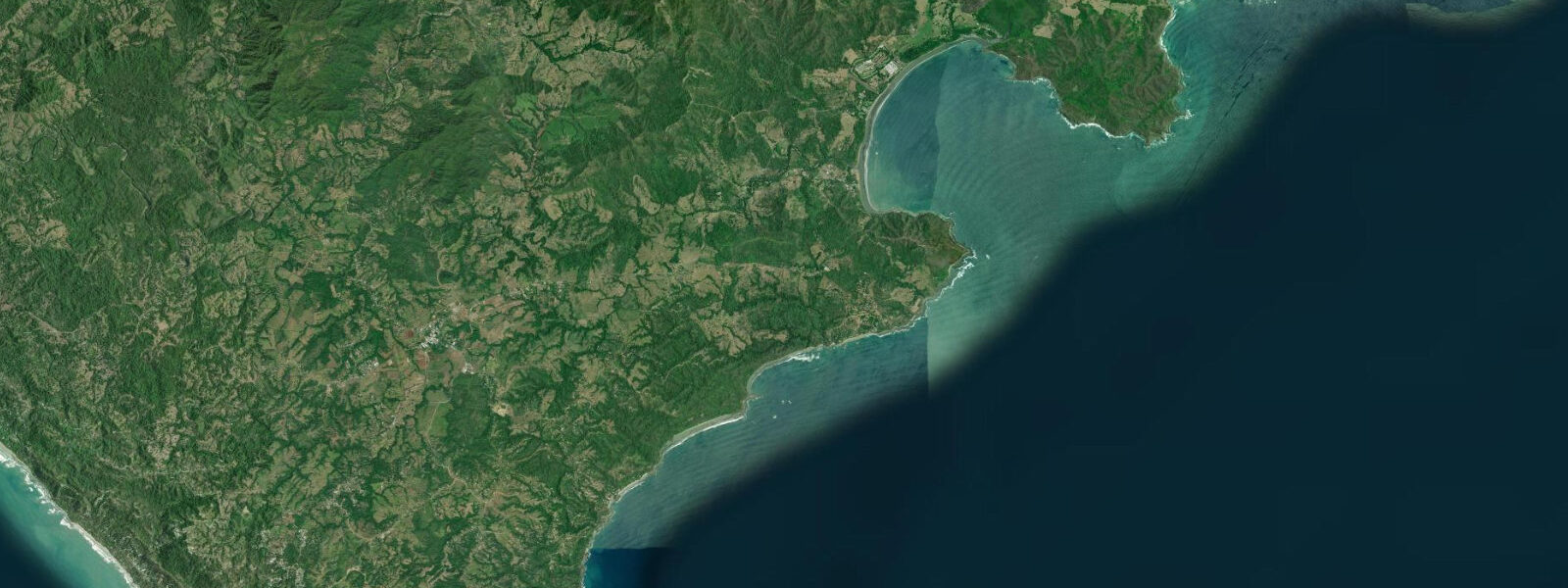 Satellite view of the coast near Montezuma, Costa Rica