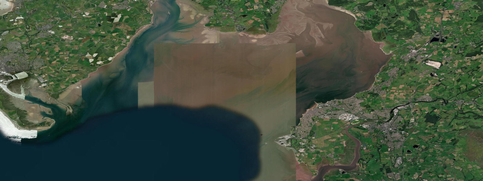 Satellite view of the coast near Morecambe