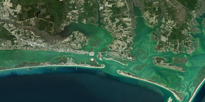 Satellite view of the coast near Morehead City