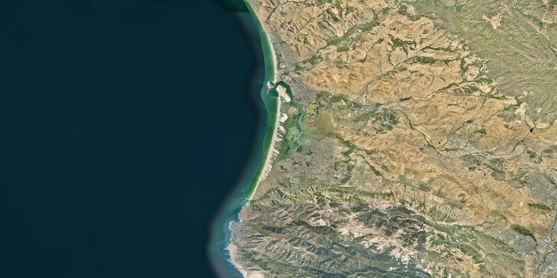 Satellite view of the coast near Morro Bay