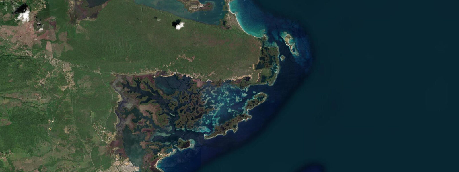 Satellite view of the coast near Morrocoy, Venezuela