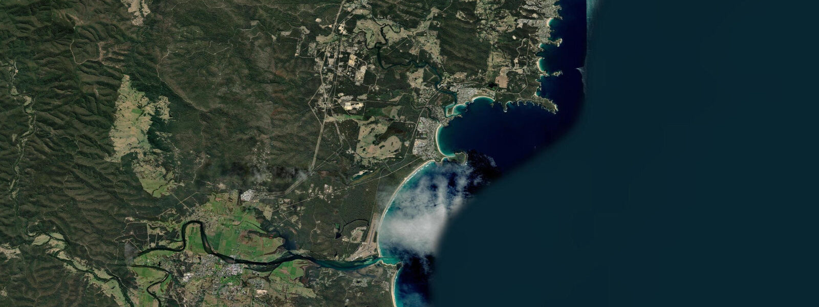 Satellite view of the coast near Moruya
