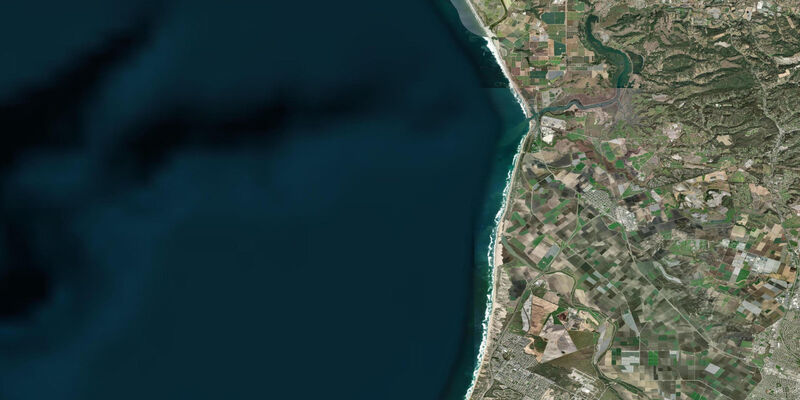 Satellite view of the coast near Moss Landing