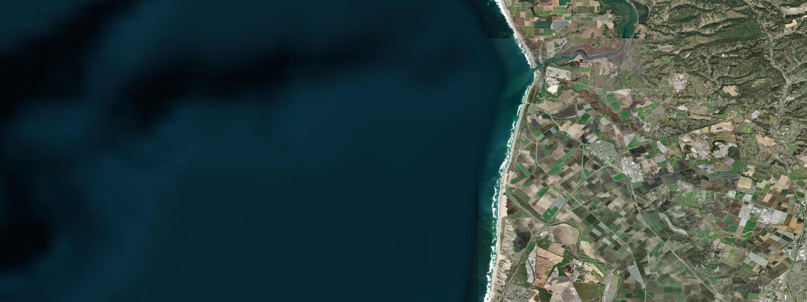 Satellite view of the coast near Moss Landing