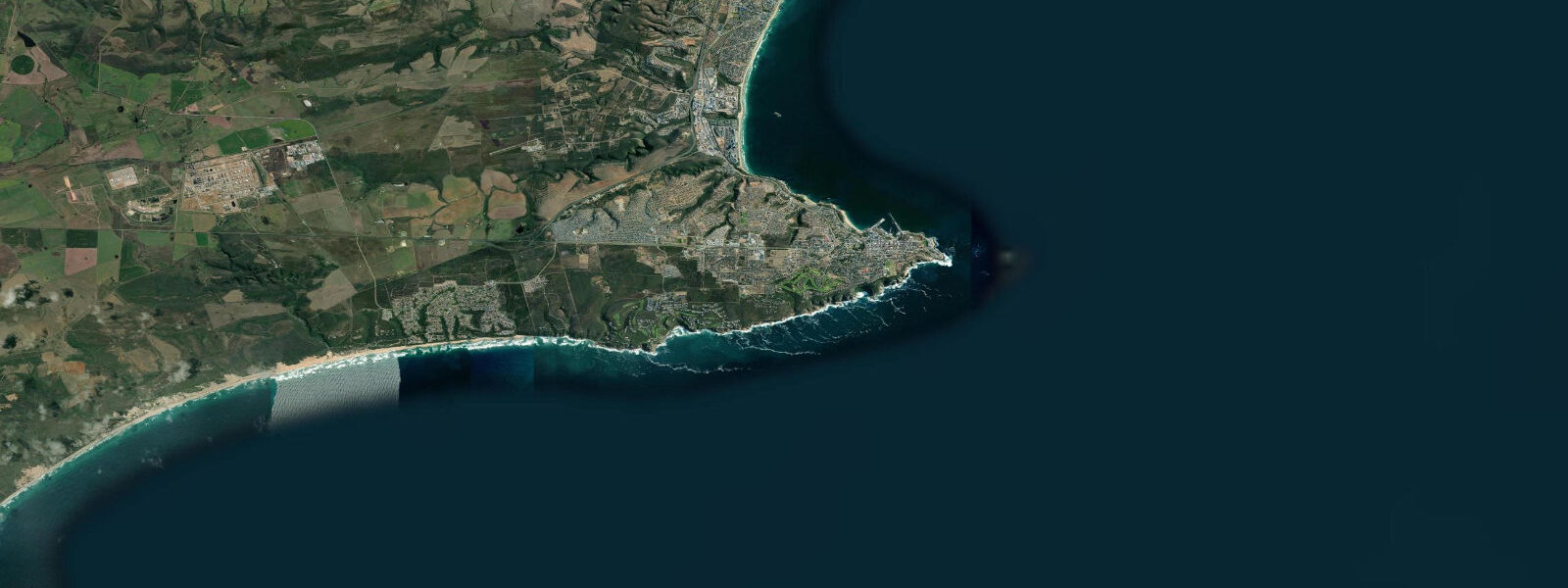 Satellite view of the coast near Mosselbaai
