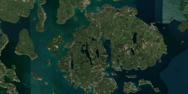 Satellite view of the coast near Mount Desert