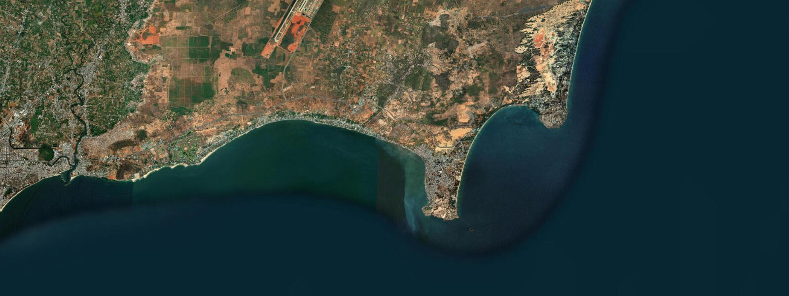 Satellite view of the coast near Mui Ne, Southeast Vietnam