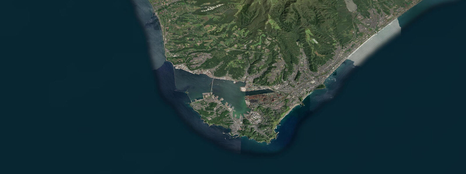 Satellite view of the coast near Muroran