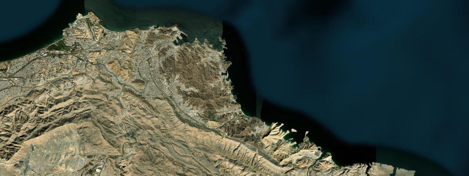 Satellite view of the coast near Muscat Marina