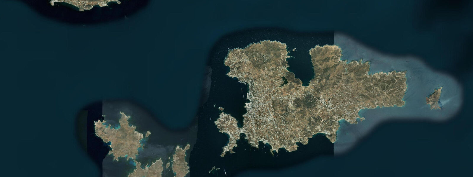 Satellite view of the coast near Mykonos