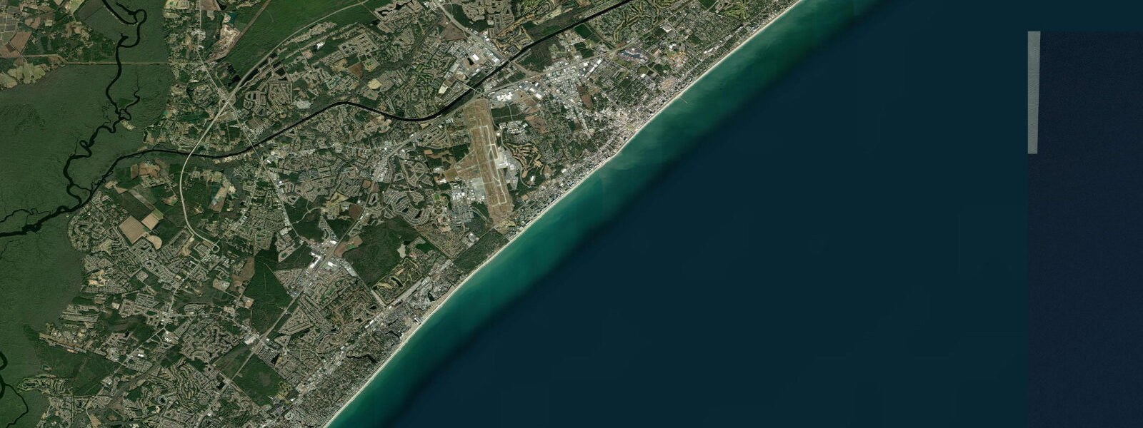 Satellite view of the coast near Myrtle Beach, SC