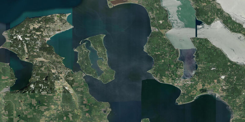 Satellite view of the coast near Mystery Bay