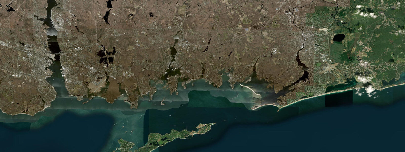 Satellite view of the coast near Mystic, CT