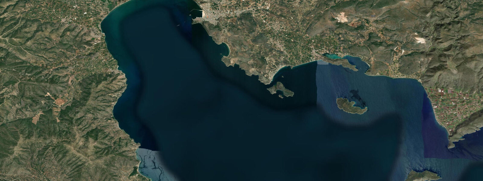 Satellite view of the coast near Nafplio