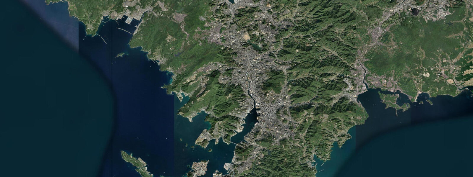 Satellite view of the coast near Nagasaki