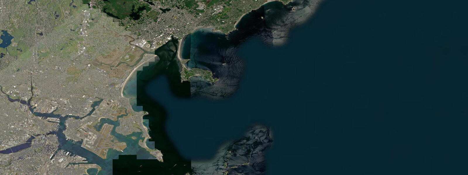 Satellite view of the coast near Nahant