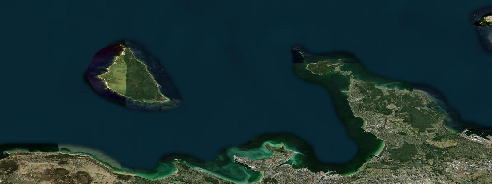 Satellite view of the coast near Naissaar Island, Estonia