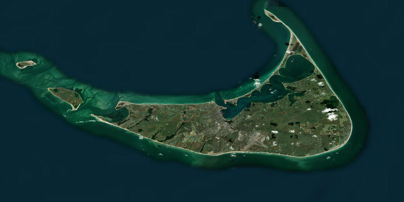 Satellite view of the coast near Nantucket, MA