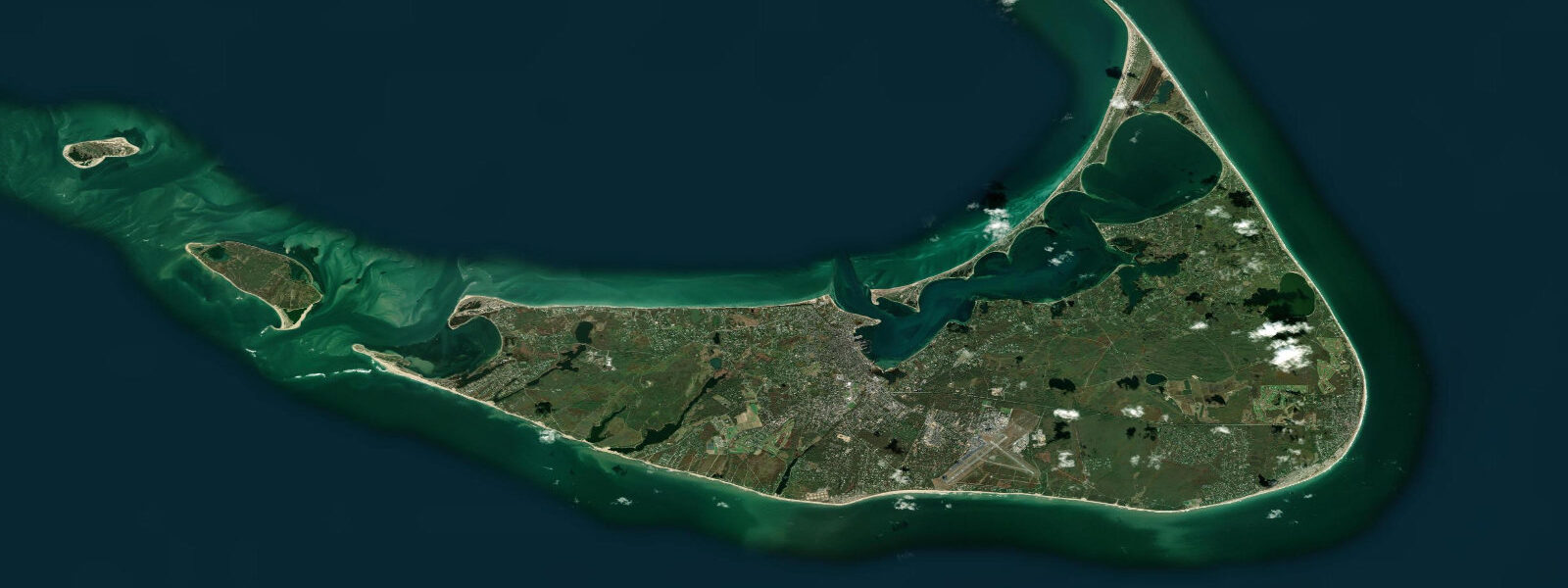 Satellite view of the coast near Nantucket, MA