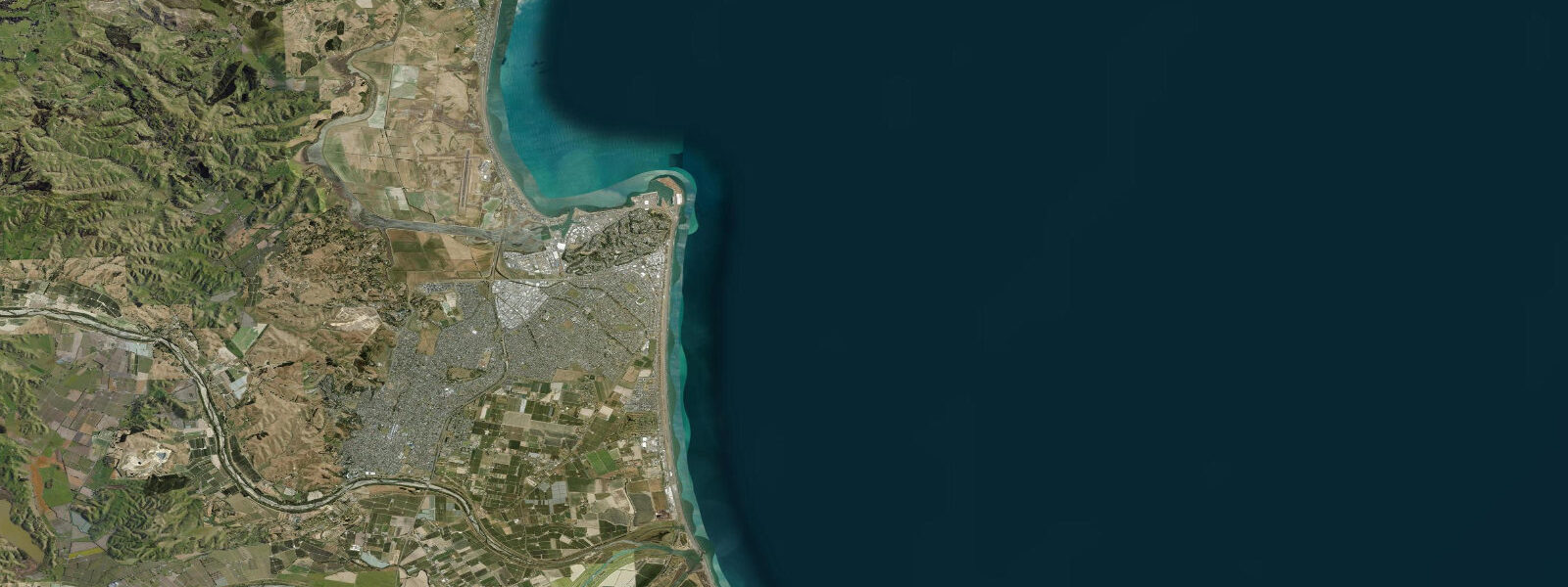 Satellite view of the coast near Napier