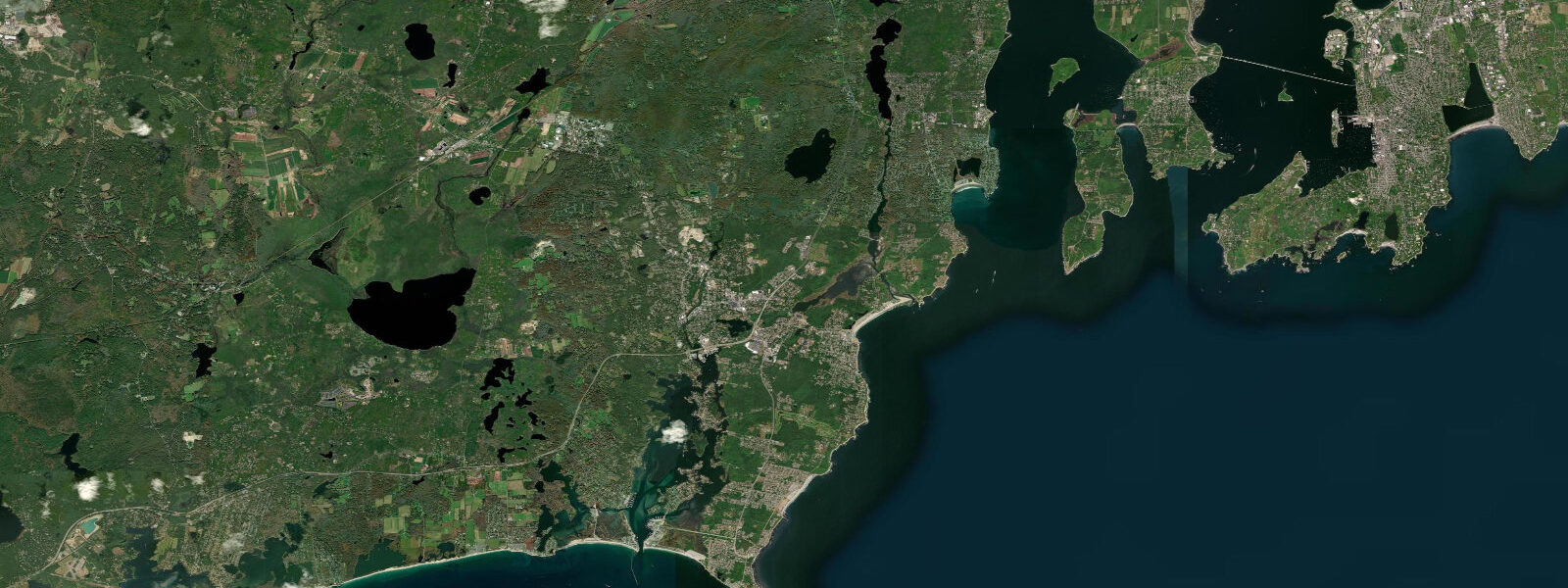 Satellite view of the coast near Narragansett, RI